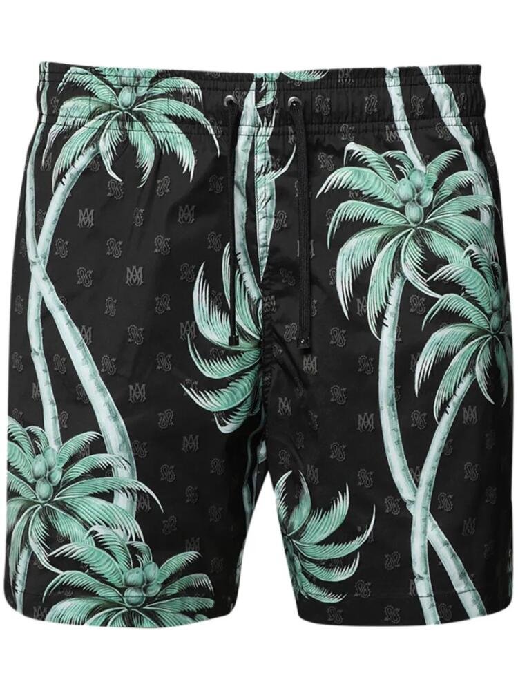 AMIRI palm tree-print swim shorts - Black Cover