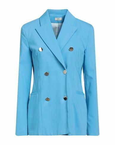 Rebel Queen Woman Blazer Azure Cotton, Polyester, Elastane Cover