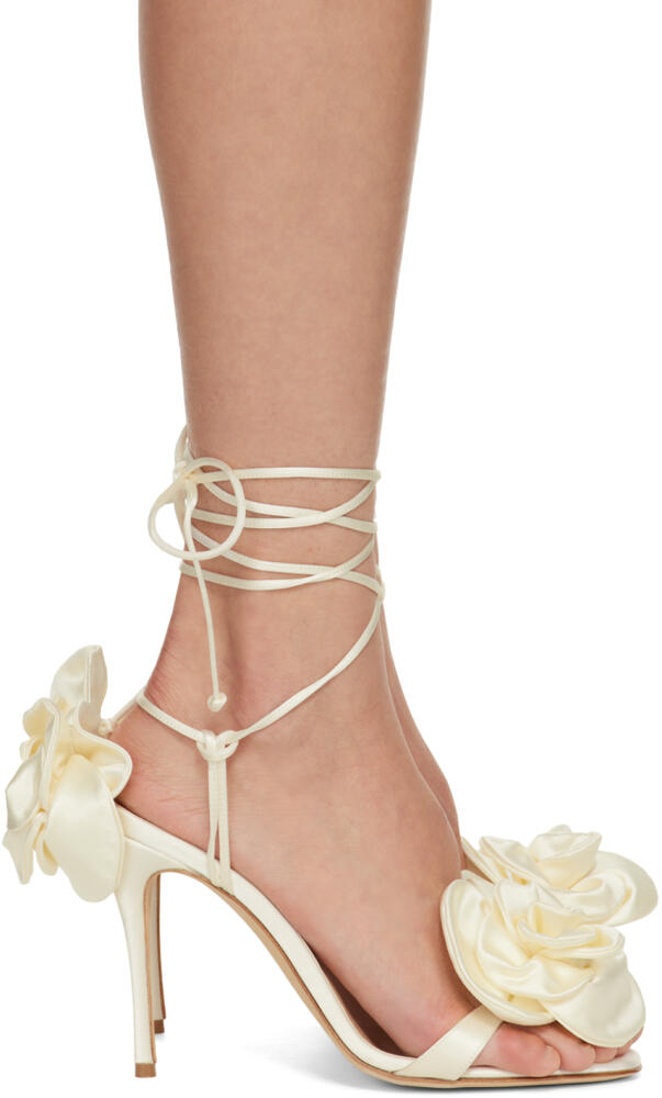 Magda Butrym White Double Flower Heeled Sandals Cover