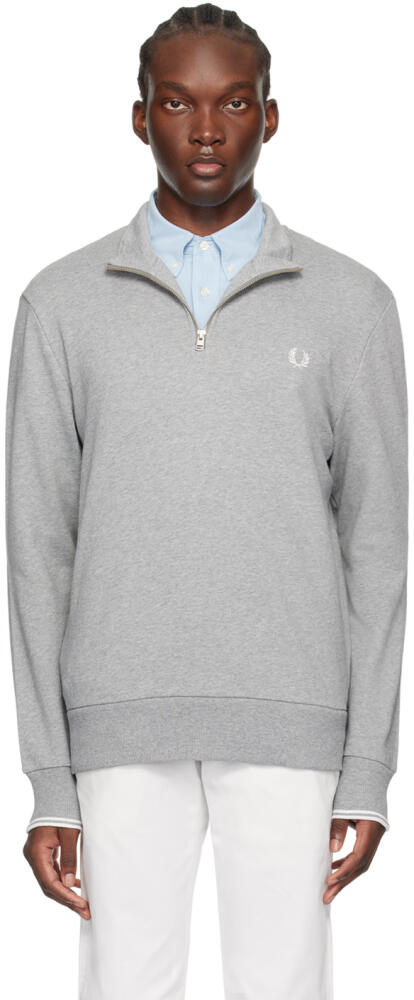 Fred Perry Gray Half-Zip Sweatshirt Cover