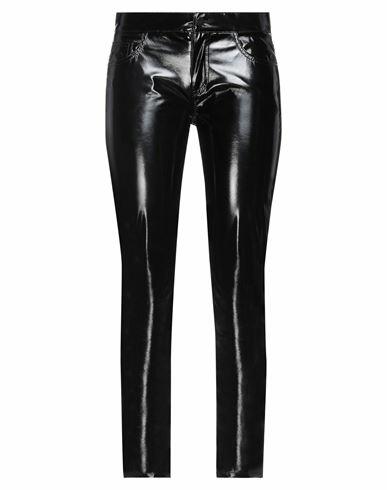 Laneus Woman Pants Black Polyurethane, Polyester Cover