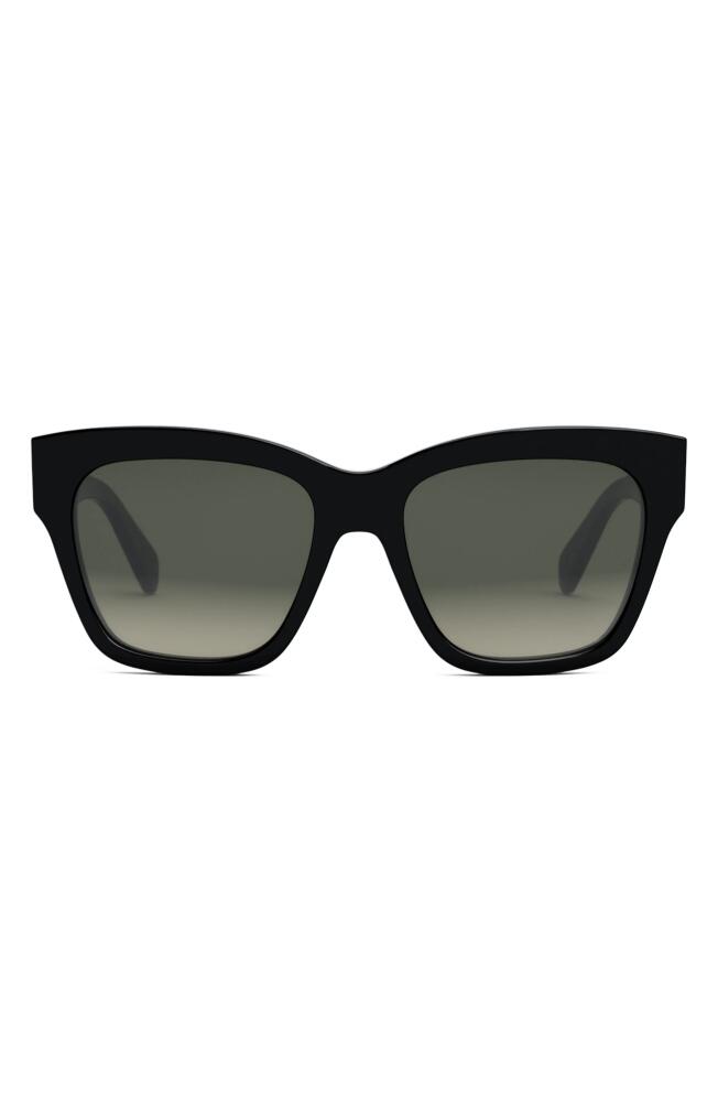 CELINE Triomphe 55mm Round Sunglasses in Shiny Black /Gradient Brown Cover