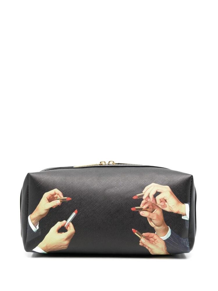 Seletti lipstick-print wash bag - Black Cover