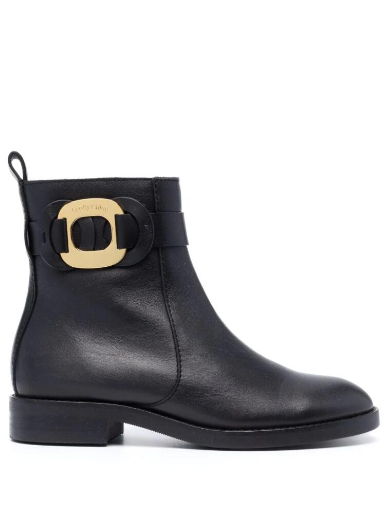 See by Chloé logo-plaque leather boots - Black Cover