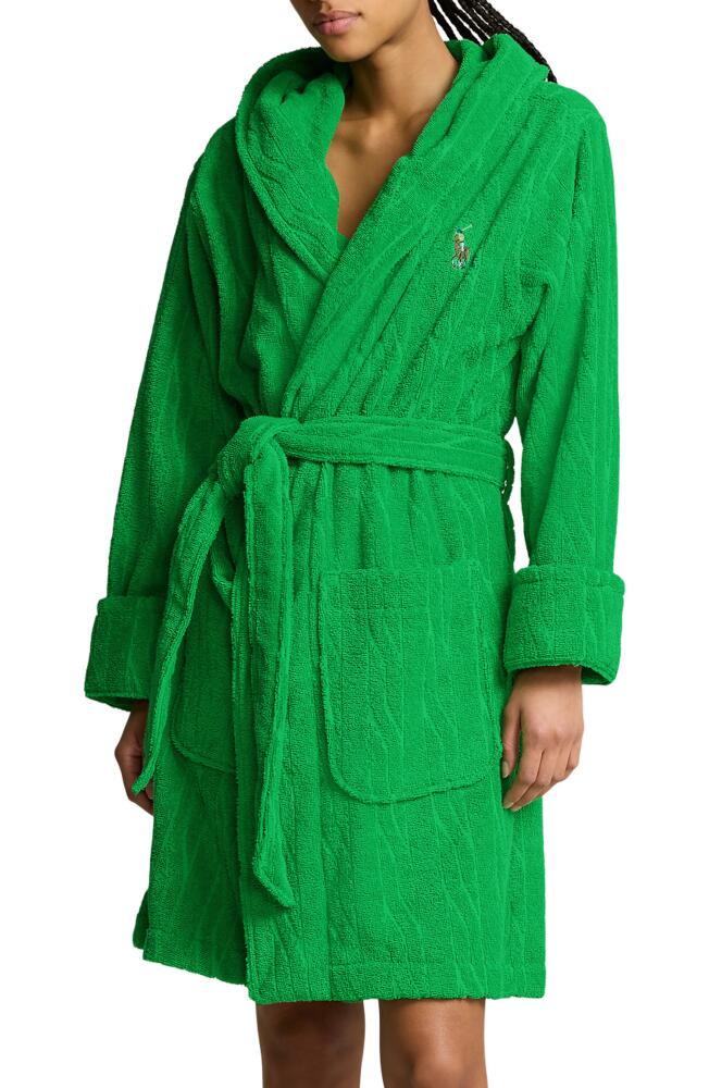 Polo Ralph Lauren Hooded Jacquard Robe in Bright Clover Cover