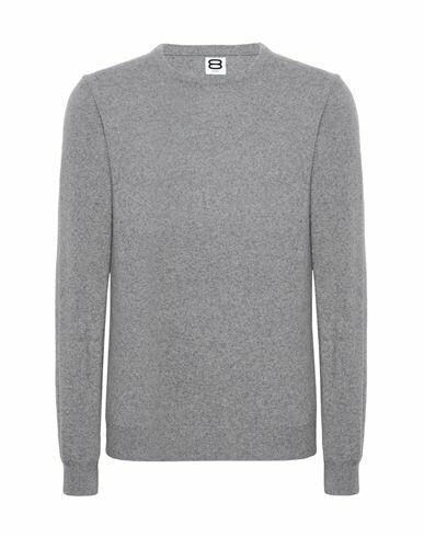 8 By Yoox Cashmere Essential Crewneck Sweater Man Sweater Grey Regenerated Cashmere Cover