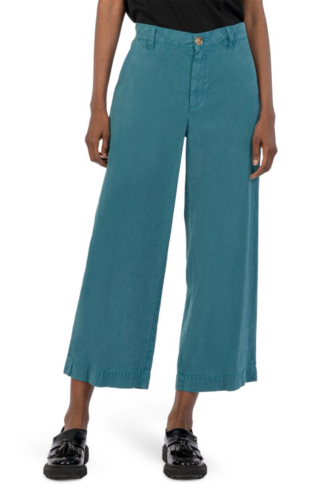 KUT from the Kloth High Rise Crop Wide Leg Pants in Lagoon Cover