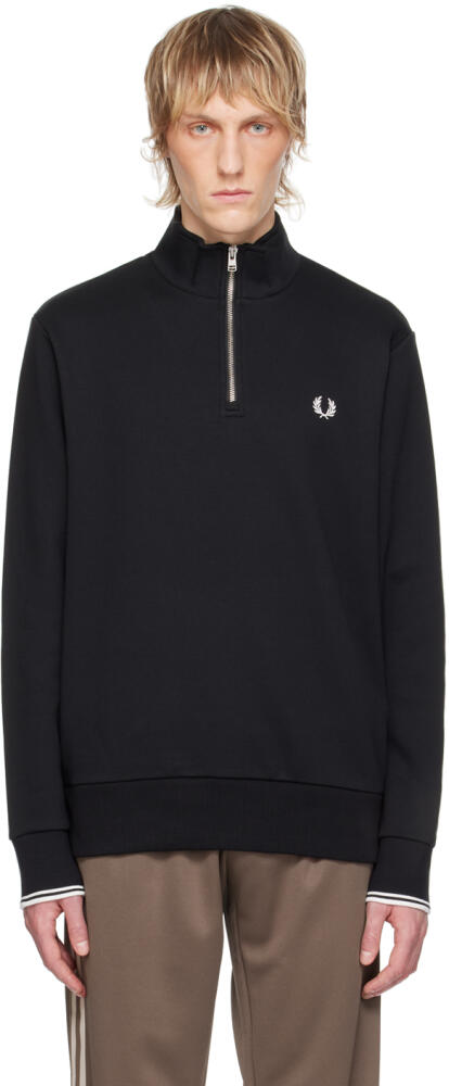 Fred Perry Black Half-Zip Sweatshirt Cover