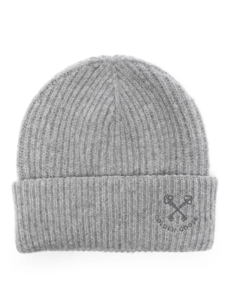 Golden Goose logo-embroidered ribbed beanie - Grey Cover