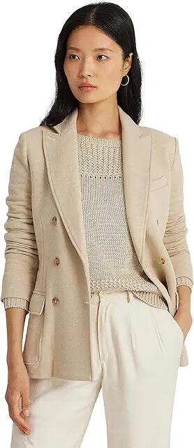 Lauren Ralph Lauren Double-Breasted French Terry Blazer (Explorer Sand) Women's Clothing Cover