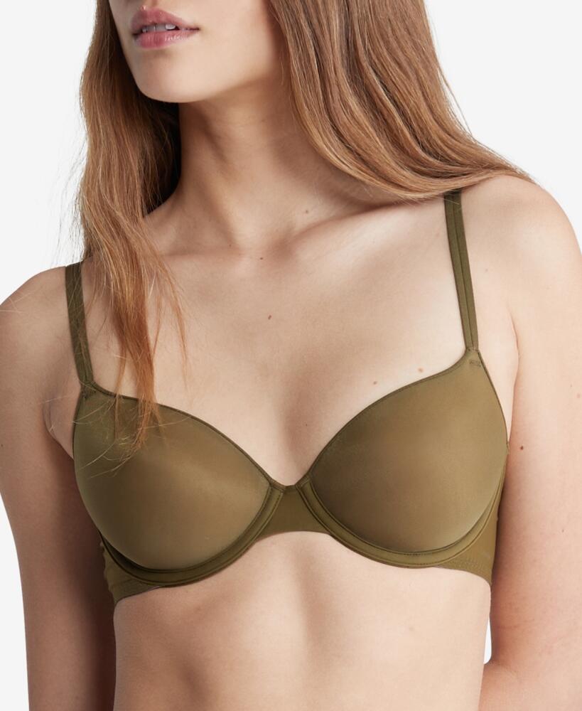 Calvin Klein Women's Sheer Marquisette Lightly Lined Demi Bra QF6068 - Dark Olive Cover