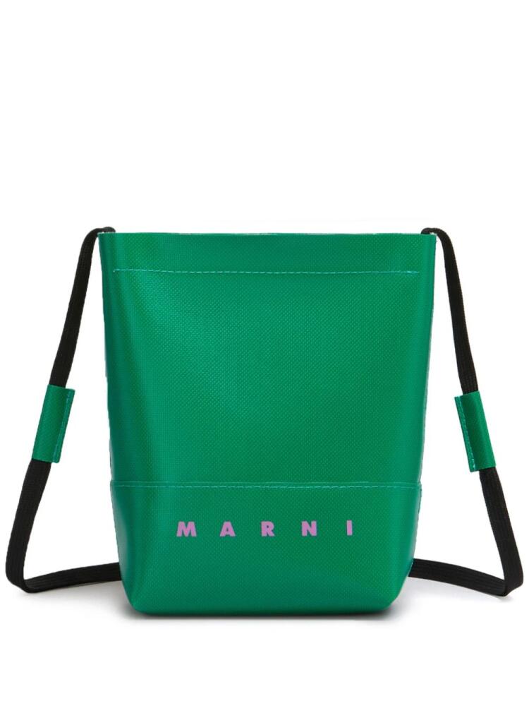 Marni logo-print two-tone shoulder bag - Green Cover