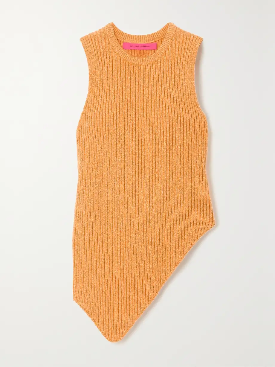 The Elder Statesman - Asymmetric Ribbed Organic Cotton And Cashmere-blend Tank - Orange Cover