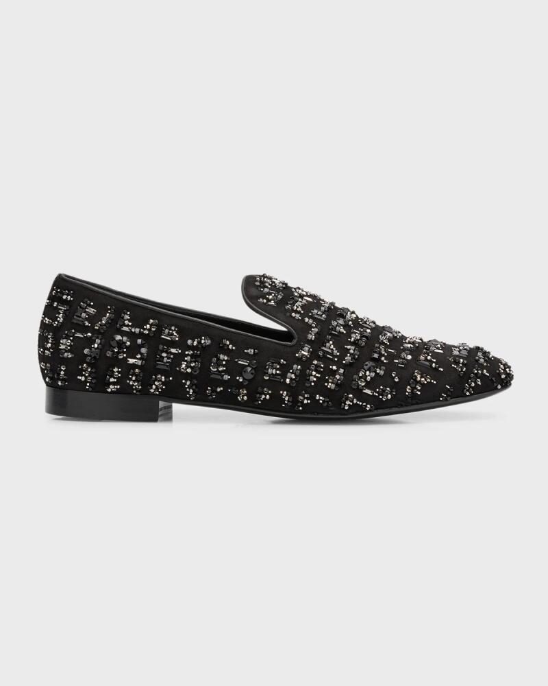 Versace Men's Suede Bead-Embellished Smoking Slippers Cover