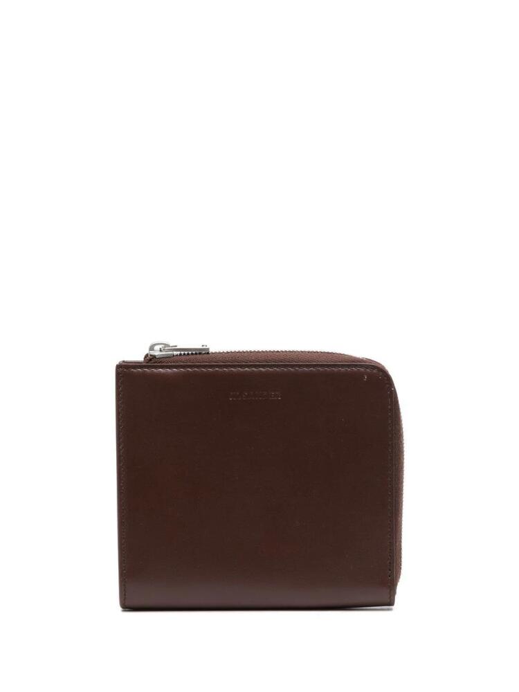 Jil Sander embossed-logo zip-up card holder - Brown Cover