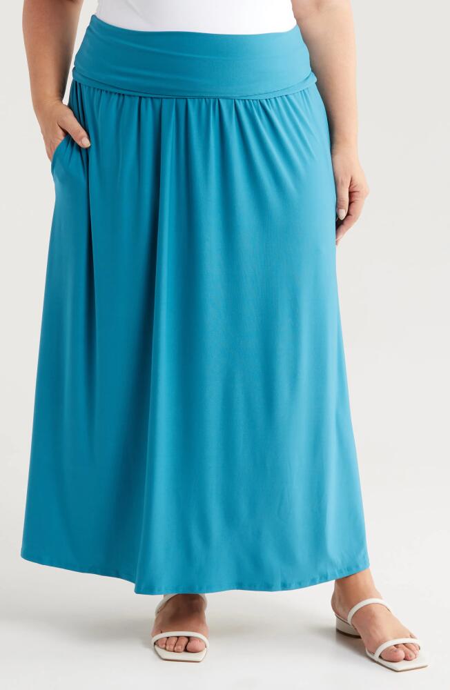 24seven Comfort Apparel Foldover Maxi Skirt in Teal Cover