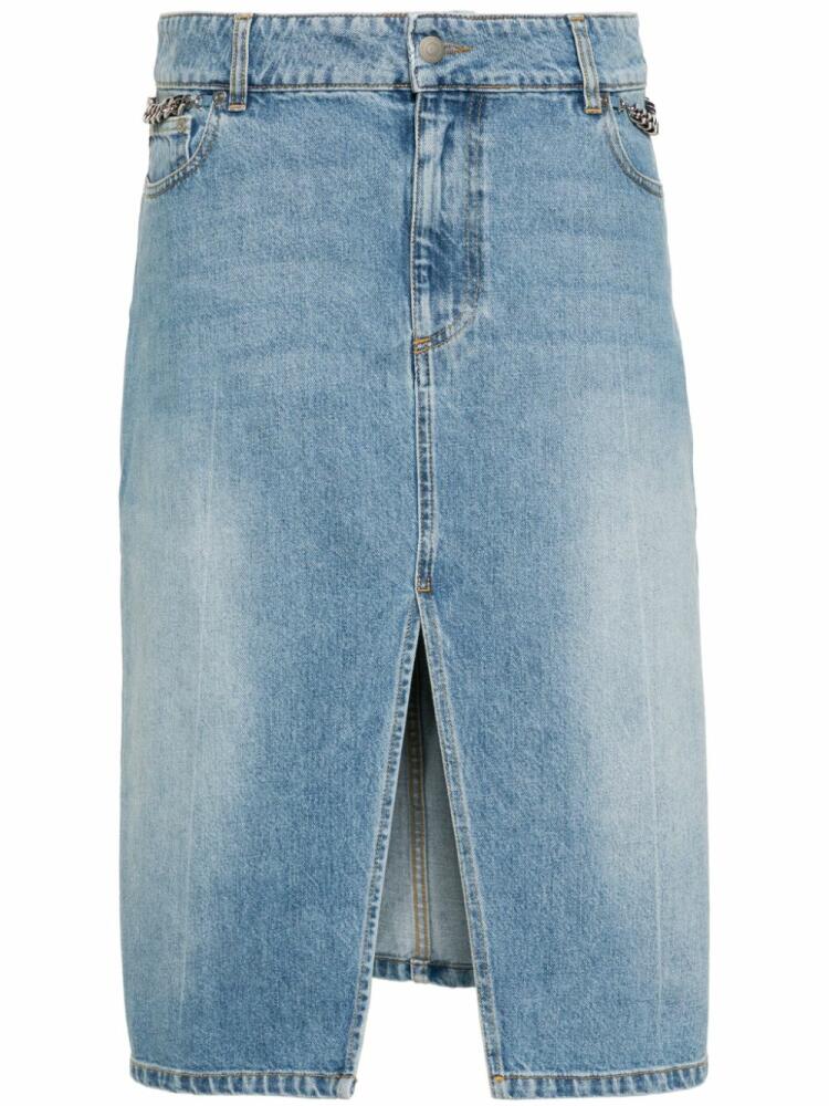 Stella McCartney Iconic Falabella chain-link denim skirt - Blue Cover