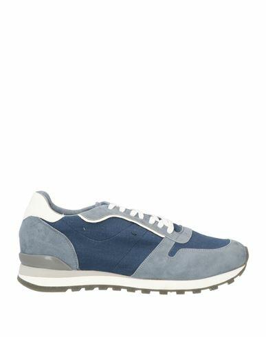 Andrea Ventura Firenze Man Sneakers Slate blue Leather, Textile fibers Cover