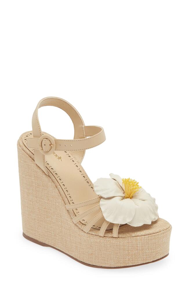 Larroudé Magnolia Ankle Strap Platform Wedge Sandal in Ivory Cover