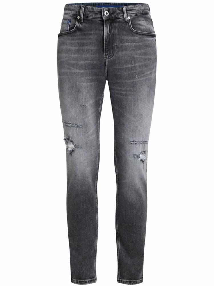 Karl Lagerfeld Jeans logo-patch distressed-effect straight-leg jeans - Black Cover