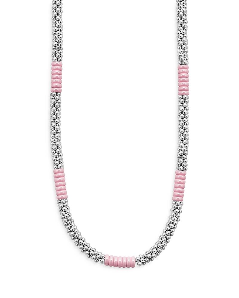 Lagos Sterling Silver Pink Caviar Pink Ceramic Bead Station Necklace, 18 Cover