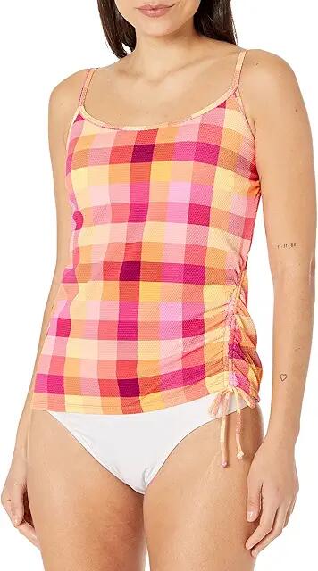 BEACH HOUSE Picnic Plaid Bridget Shirred Side Tankini (Summer Fig) Women's Swimwear Cover