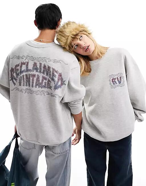 Reclaimed Vintage unisex surf sweat in gray heather Cover