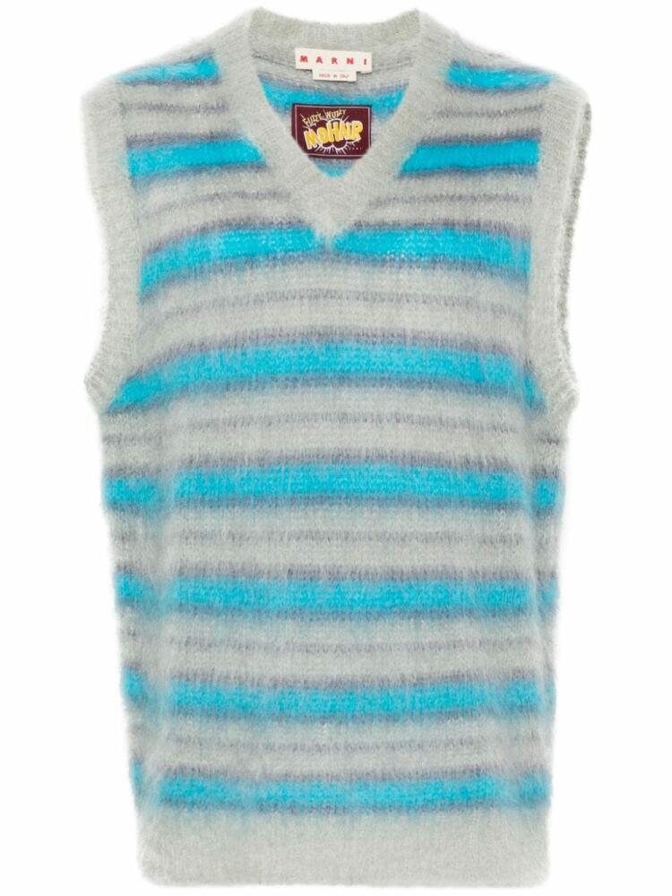 Marni striped-pattern knitted vest - Blue Cover