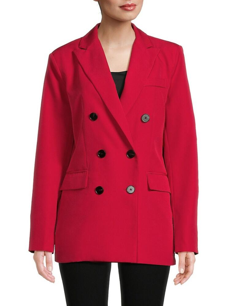 Seraphina Women's Double Breasted Crepe Blazer - Red Cover