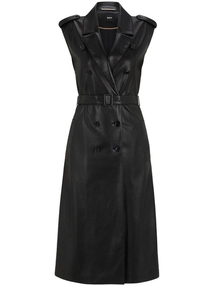 BOSS faux-leather double-breasted midi dress - Black Cover