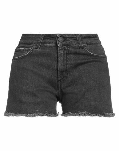 Family First Milano Woman Denim shorts Black Cotton, Elastane Cover