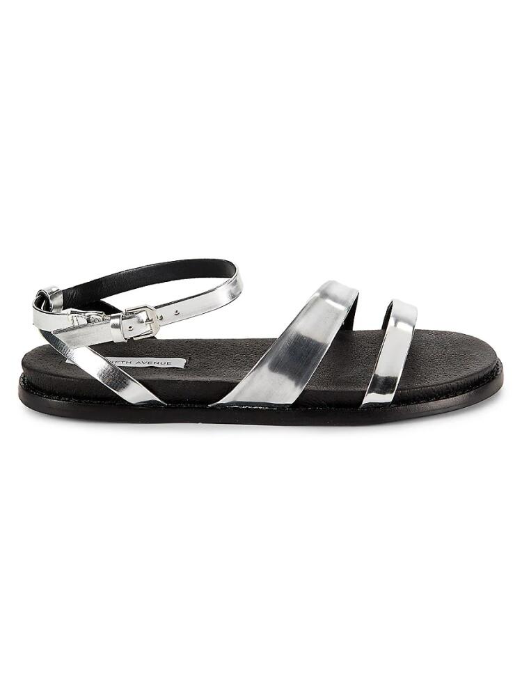 Saks Fifth Avenue Women's Strappy Leather Flat Sandals - Specchio Cover