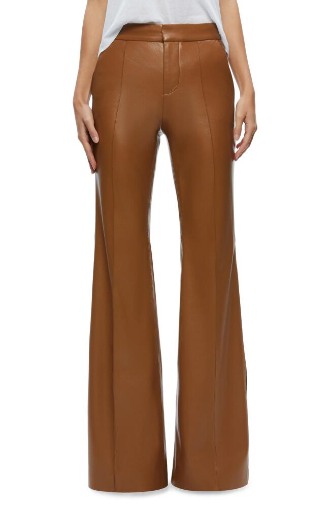 Alice + Olivia Danette Flare Hem Faux Leather Pants in Camel Cover