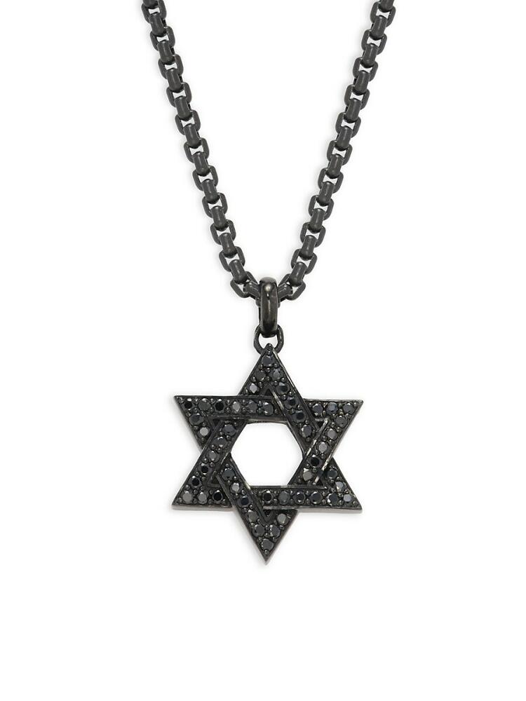 Effy Men's Black Rhodium Plated Sterling Silver & Black Spinel Star Of David Necklace Cover