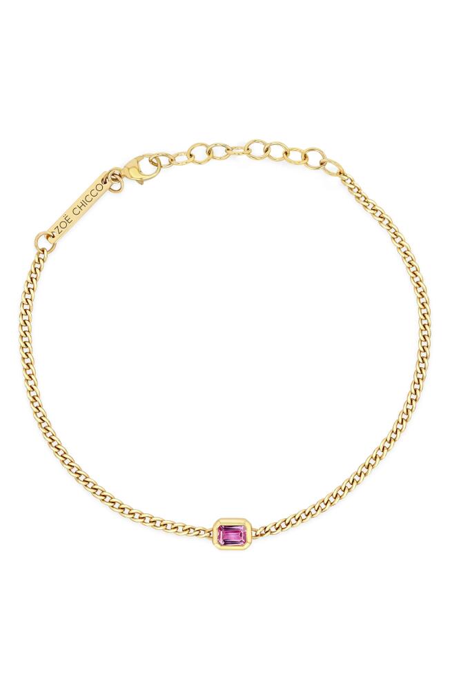 Zoë Chicco Pink Sapphire Pendant Bracelet in 14K Yellow Gold Cover