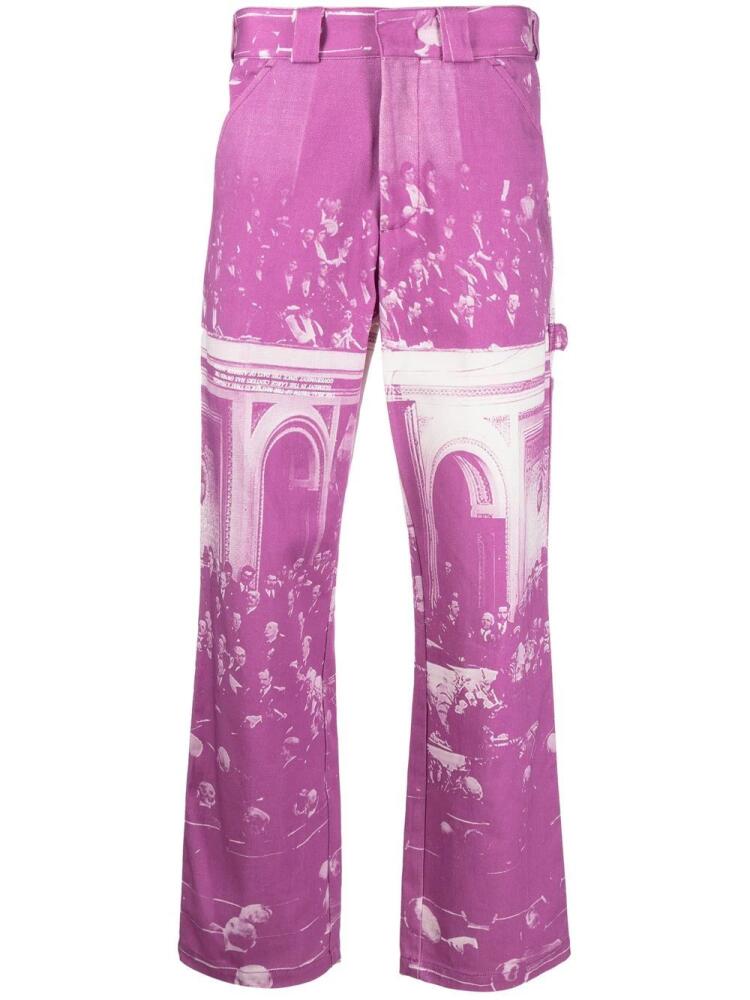 MSFTSrep graphic-print straight-leg jeans - Purple Cover