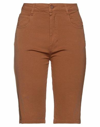 Kaos Woman Shorts & Bermuda Shorts Brown Cotton, Elastane Cover