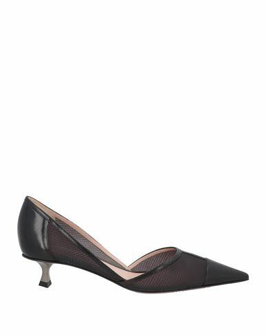 Giorgio Armani Woman Pumps Black Leather, Textile fibers Cover