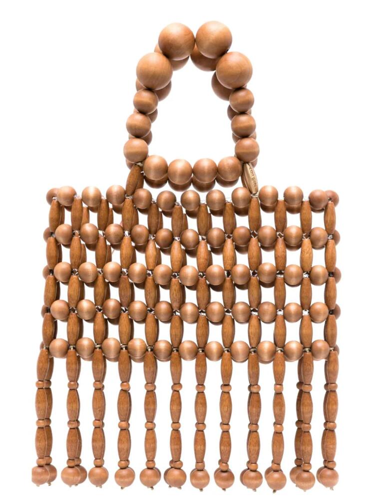 Cult Gaia Clara wooden beads tote bag - Brown Cover