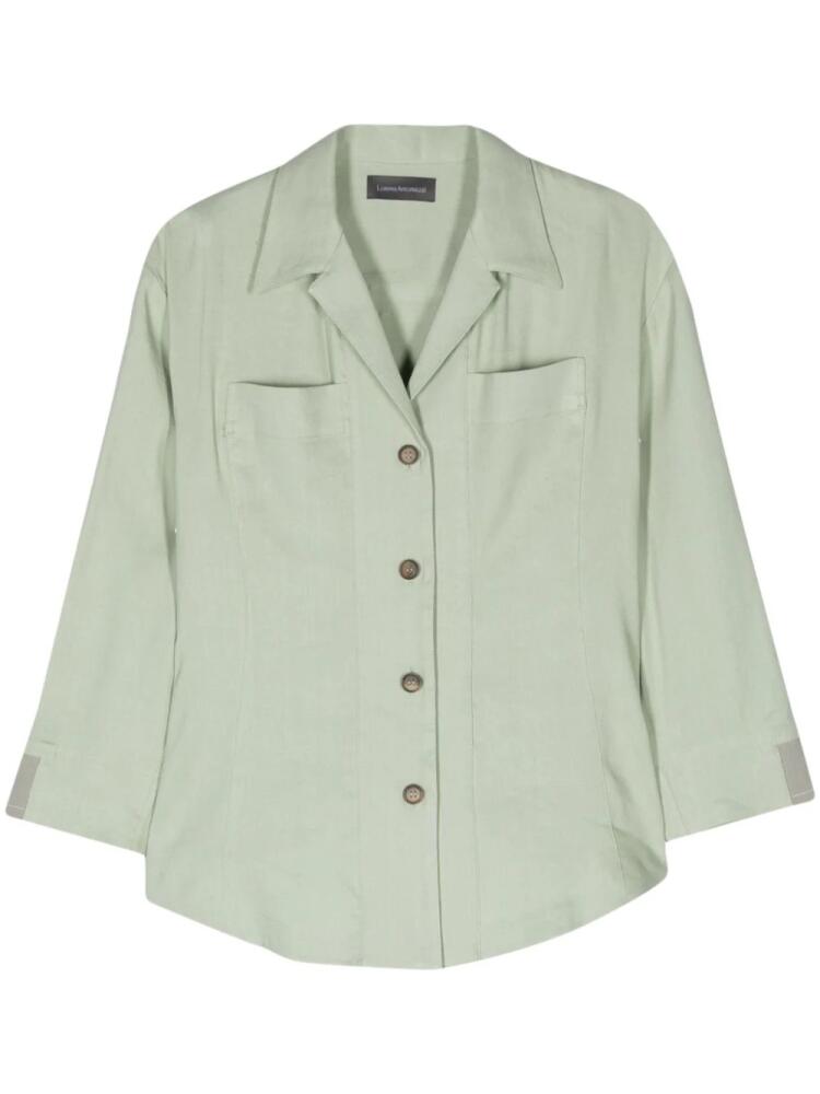 Lorena Antoniazzi camp-collar linen-blend shirt - Green Cover