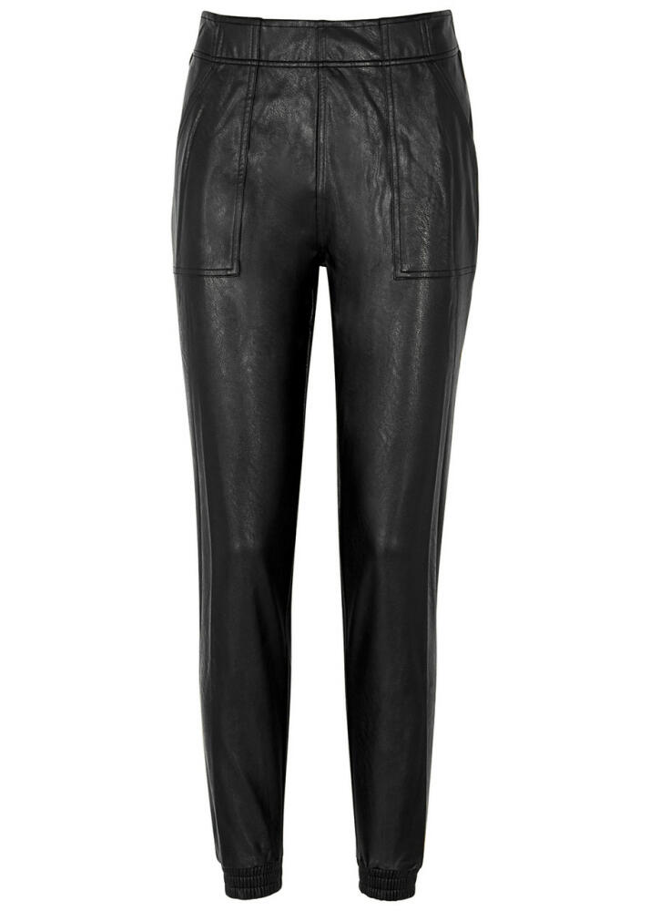 Spanx Black Faux Stretch-leather Sweatpants Cover