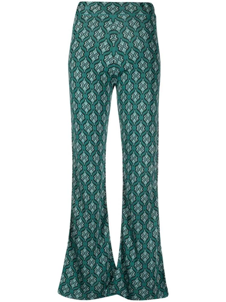 PAULA Moonstone flared jacquard trousers - Green Cover