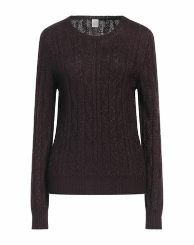 Eleventy Woman Sweater Dark brown Silk, Cashmere Cover