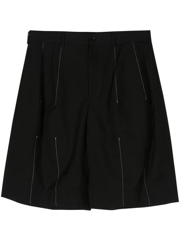 Black Comme Des Garçons decorative-stitching wide-leg shorts Cover