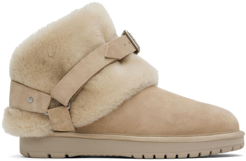 Burberry Beige Suede & Shearling Chubby Boots Cover