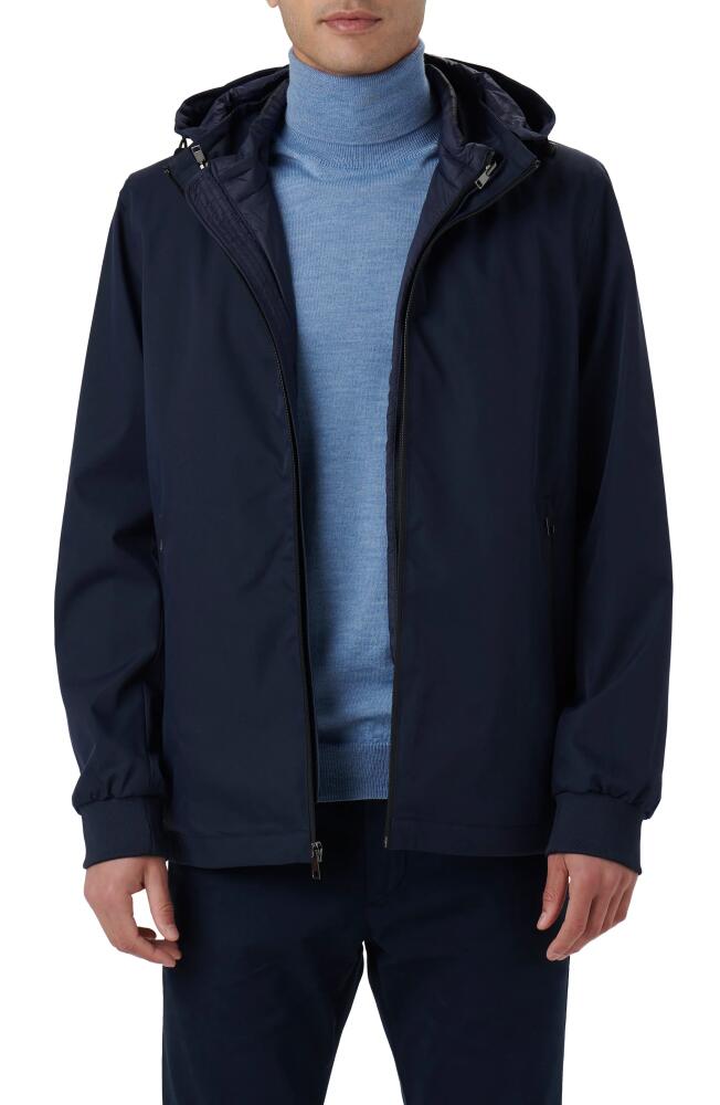 Bugatchi Full Zip Hooded Bomber Jacket in Midnight Cover