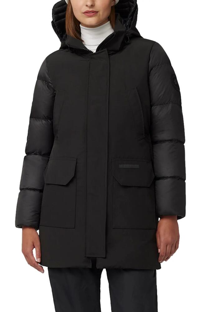 Canada Goose Paradigm Trillium Black Label Mixed Media Water Repellent 750 Fill Power Down Parka in Black - Noir Cover