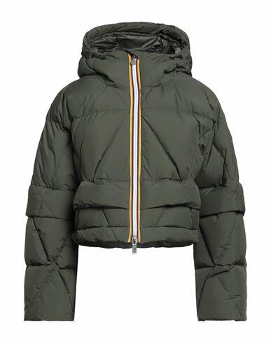 K-way Woman Puffer Military green Polyamide Cover