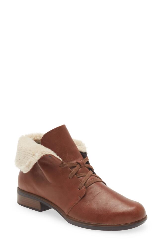 Naot Pali Faux Shearling Lined Bootie in Soft Chestnut Leather Cover