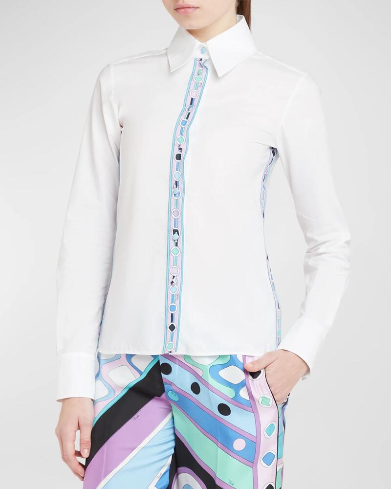 Emilio Pucci Printed Placket Slim Collared Shirt Cover